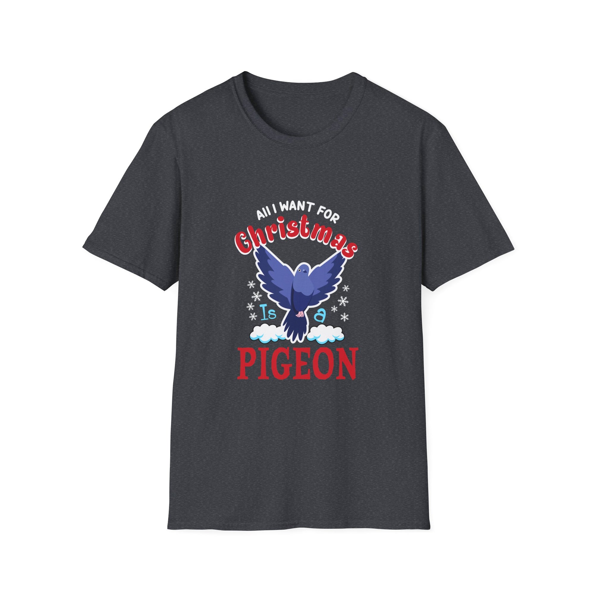 Christmas Pigeon T-Shirt, Funny Holiday Tee, Cute Gift for Cat Lovers, Christmas Apparel, Unisex Graphic Tee