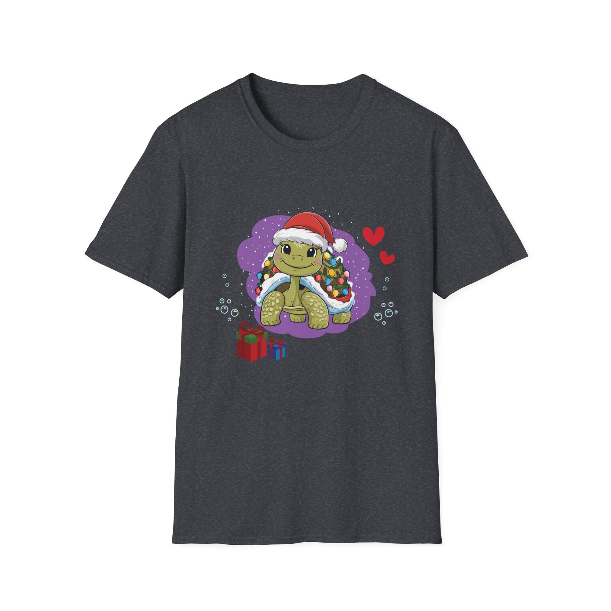 Christmas Turtle T-Shirt, Fun Holiday Tee, Unisex Softstyle Shirt, Gift for Ocean Lovers, Cute Festive Apparel