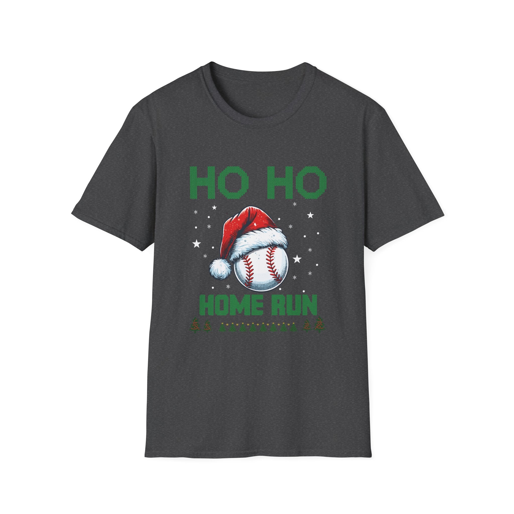 Baseball Christmas T-Shirt, Festive Holiday Tee, Unisex Softstyle Shirt, Sports Fan Gift, Ho Ho Home Run Apparel