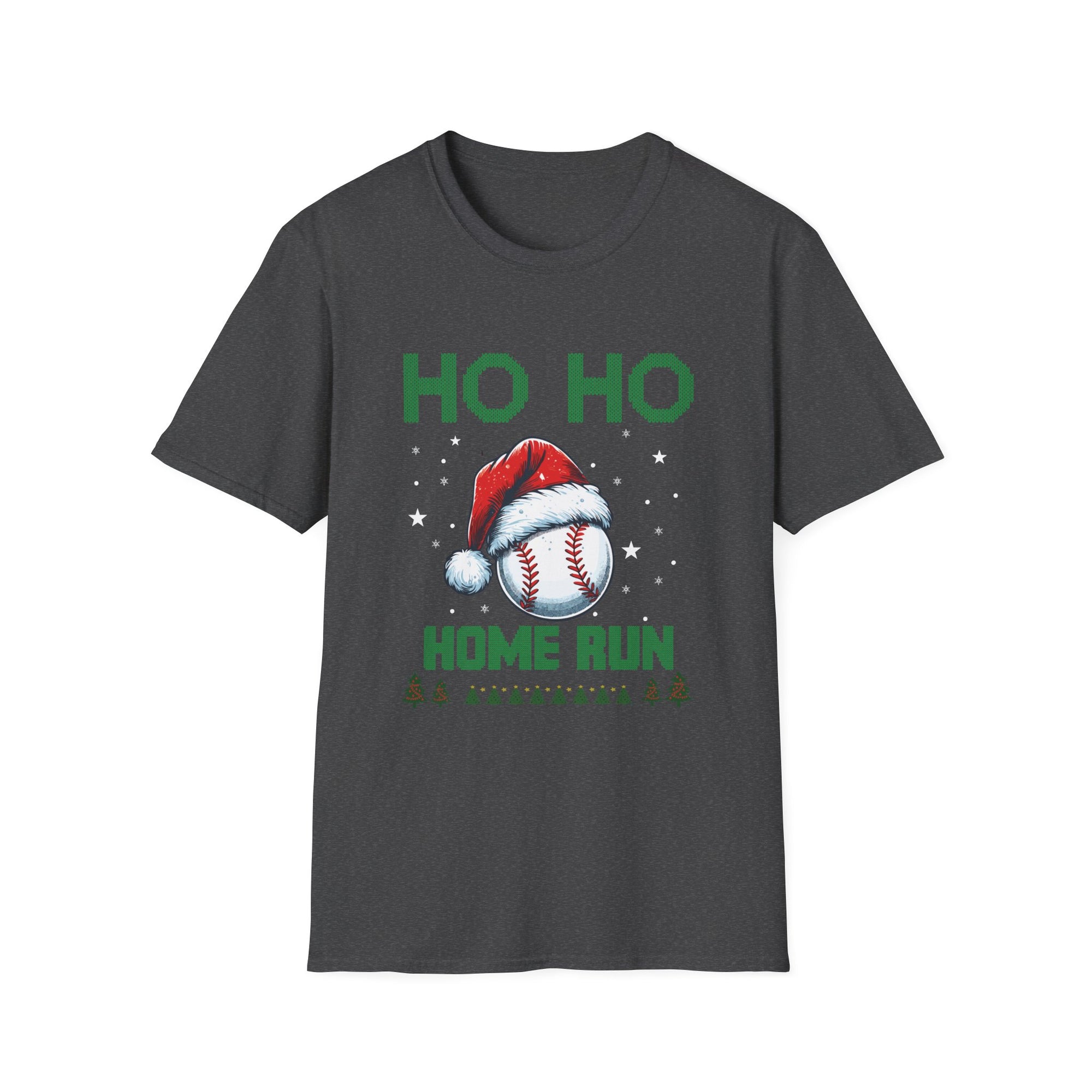 Baseball Christmas T-Shirt, Festive Holiday Tee, Unisex Softstyle Shirt, Sports Fan Gift, Ho Ho Home Run Apparel