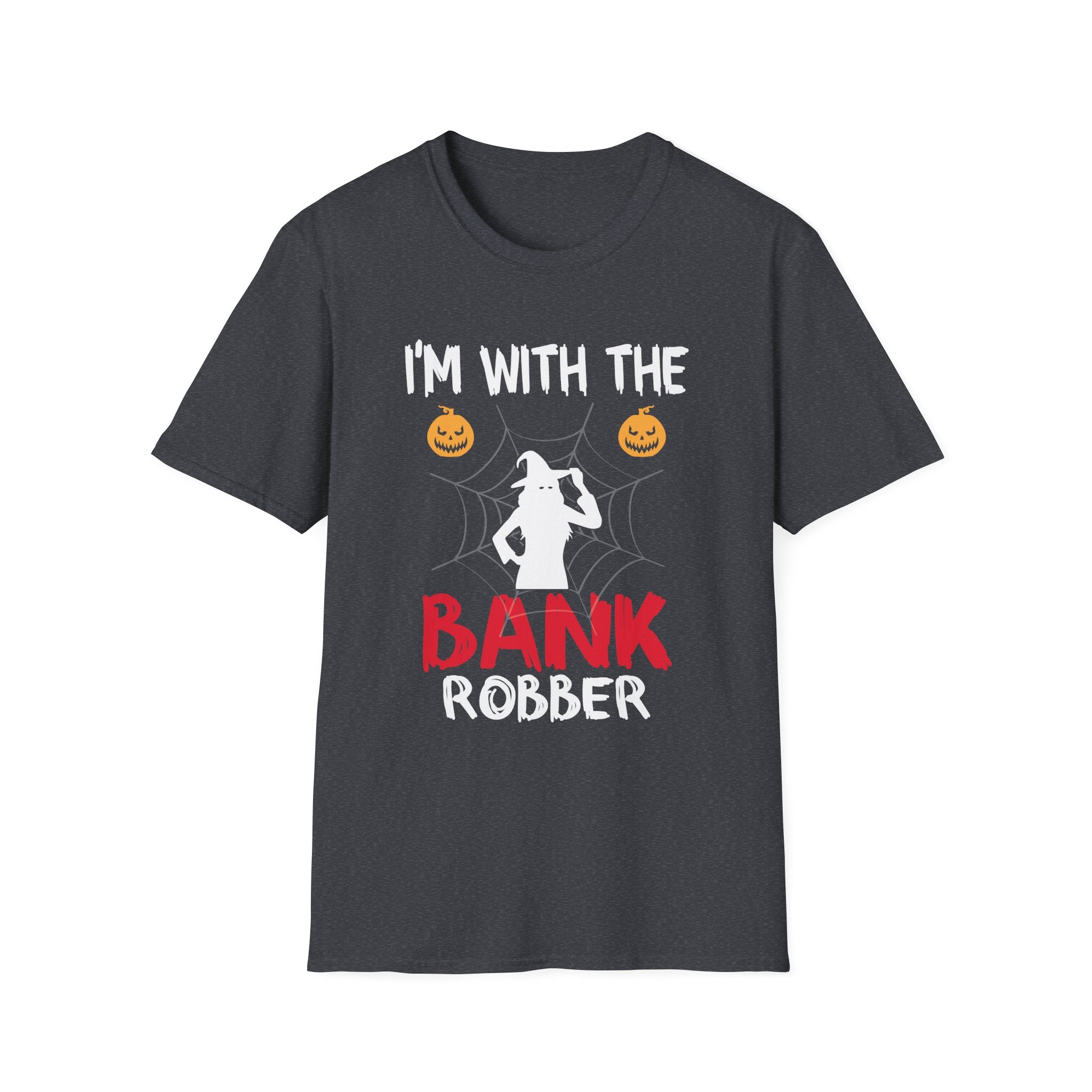 Halloween Bank Robber T-Shirt, Unisex Softstyle Tee, Spooky Season Apparel, Funny Costume Shirt, Perfect for Halloween Parties
