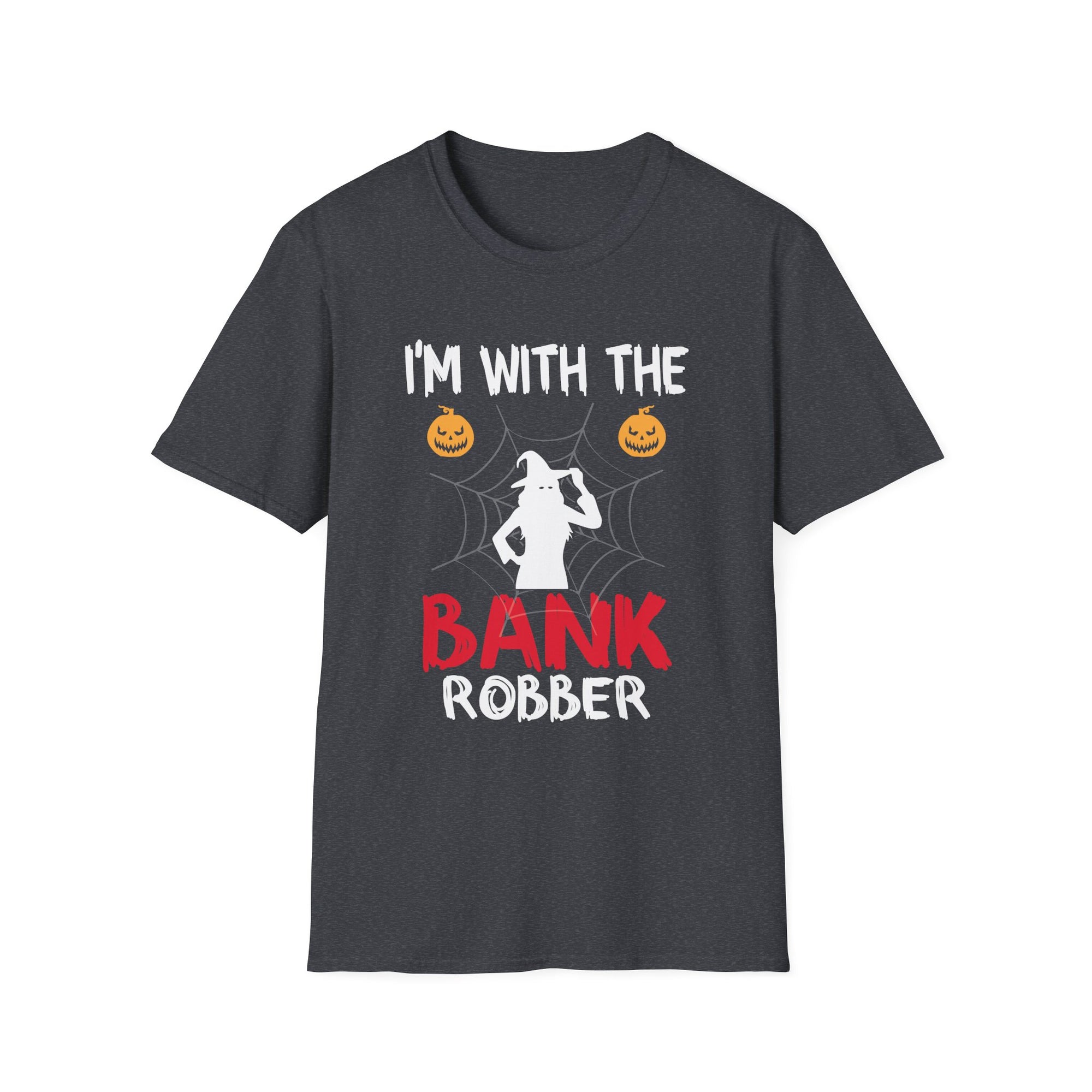 Halloween Bank Robber T-Shirt, Unisex Softstyle Tee, Spooky Season Apparel, Funny Costume Shirt, Perfect for Halloween Parties
