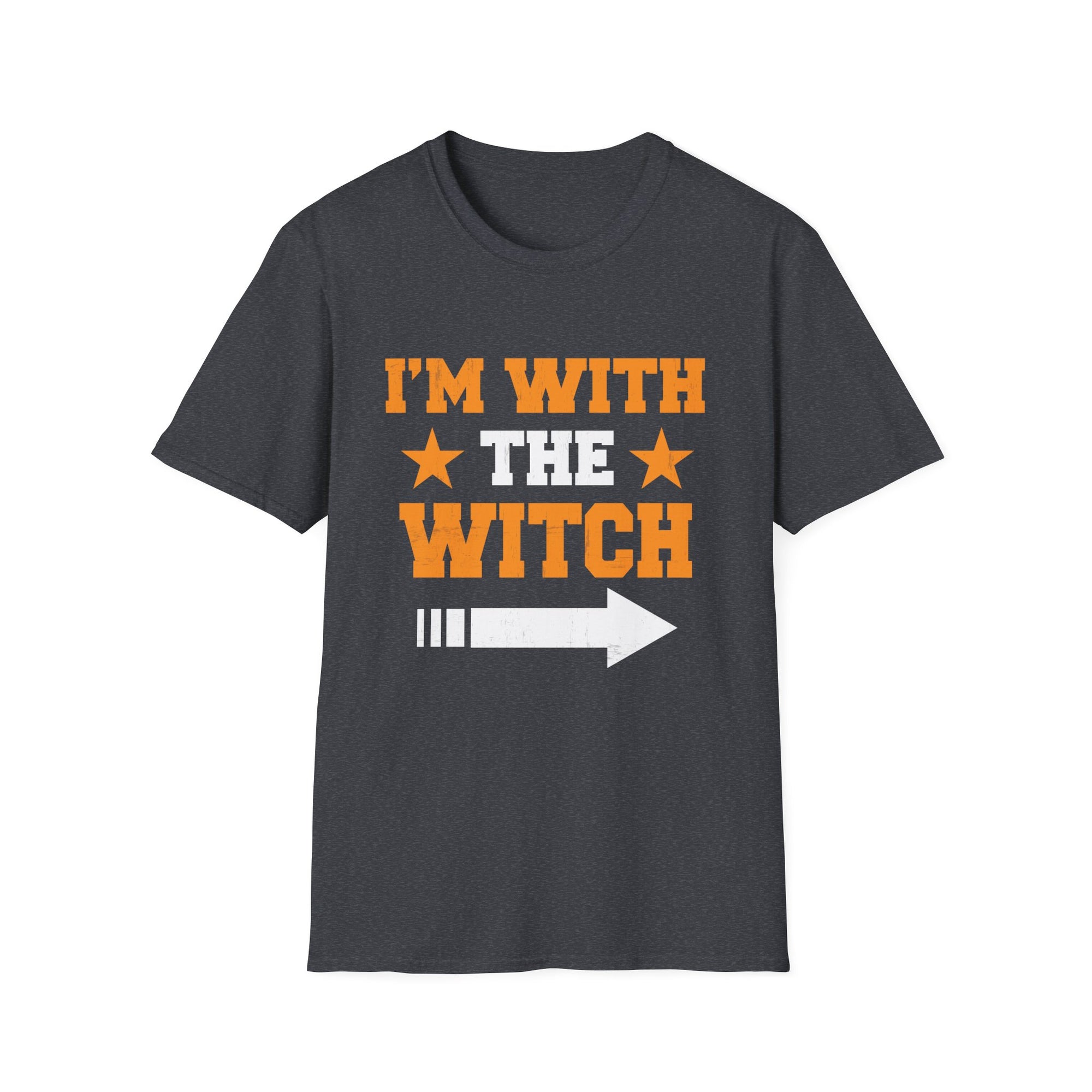 Witch Partner T-Shirt, Unisex Softstyle Tee, Halloween Shirt, Funny Witch Shirt, Gift for Halloween Lover, I'm With The Witch Tee