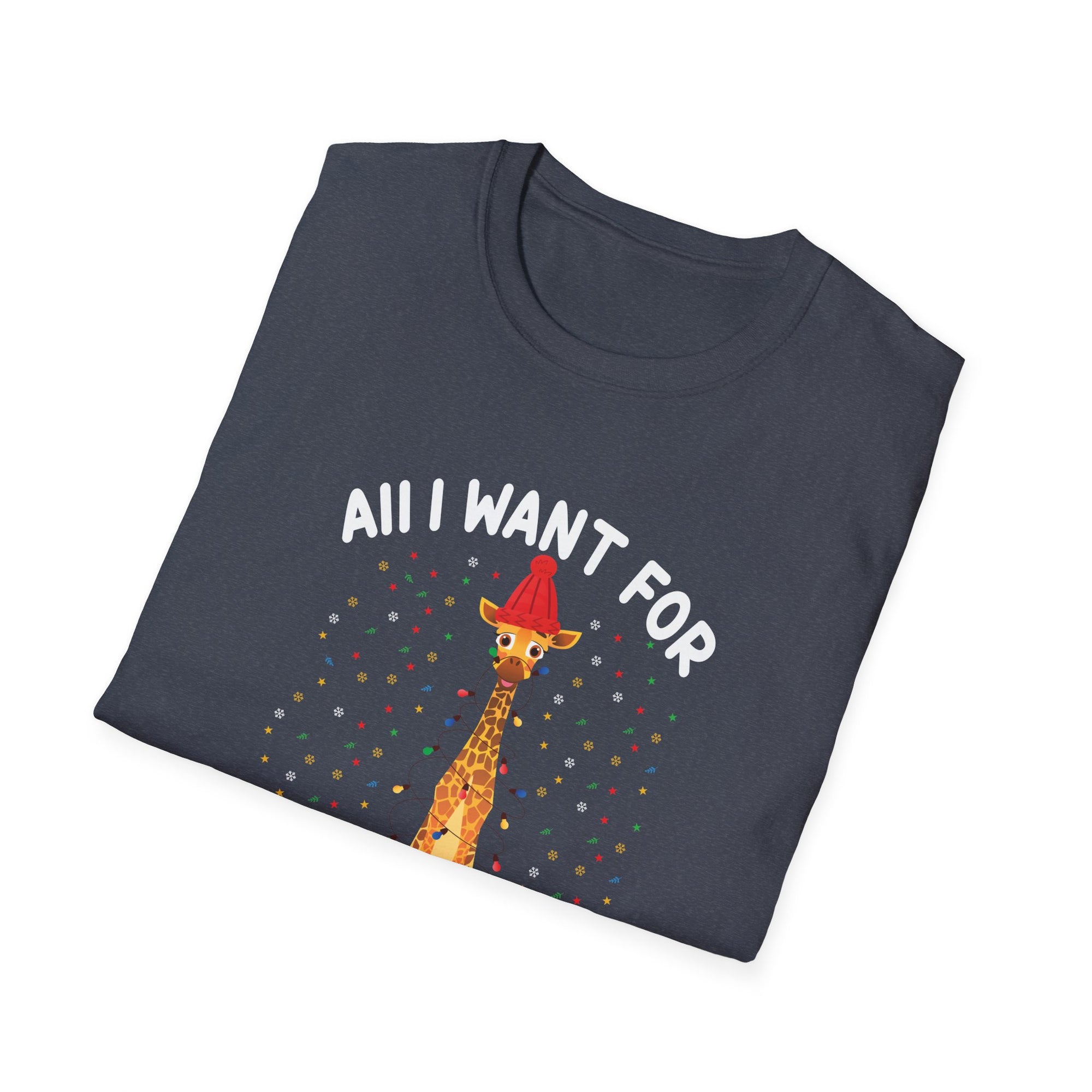 Unisex Christmas Giraffe T-Shirt, Holiday Gift, Cute Casual Tee, Animal Lover Apparel, Fun Xmas Shirt, Christmas Party Outfit