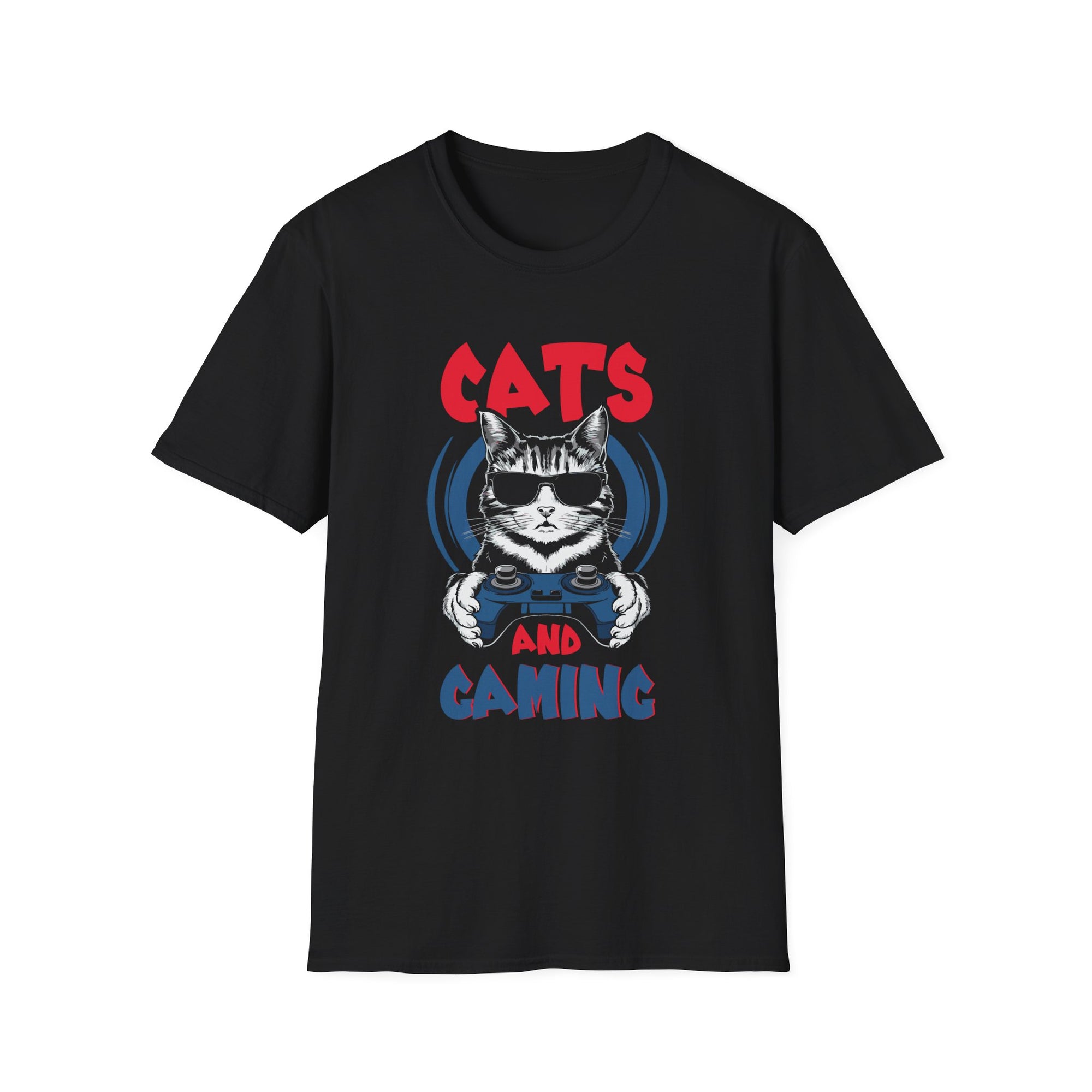 Funny Cat Gaming T-Shirt, Unisex Tee for Cat Lovers, Gamer Shirt, Gift for Birthdays, Casual Wear, Pet Owner Gift