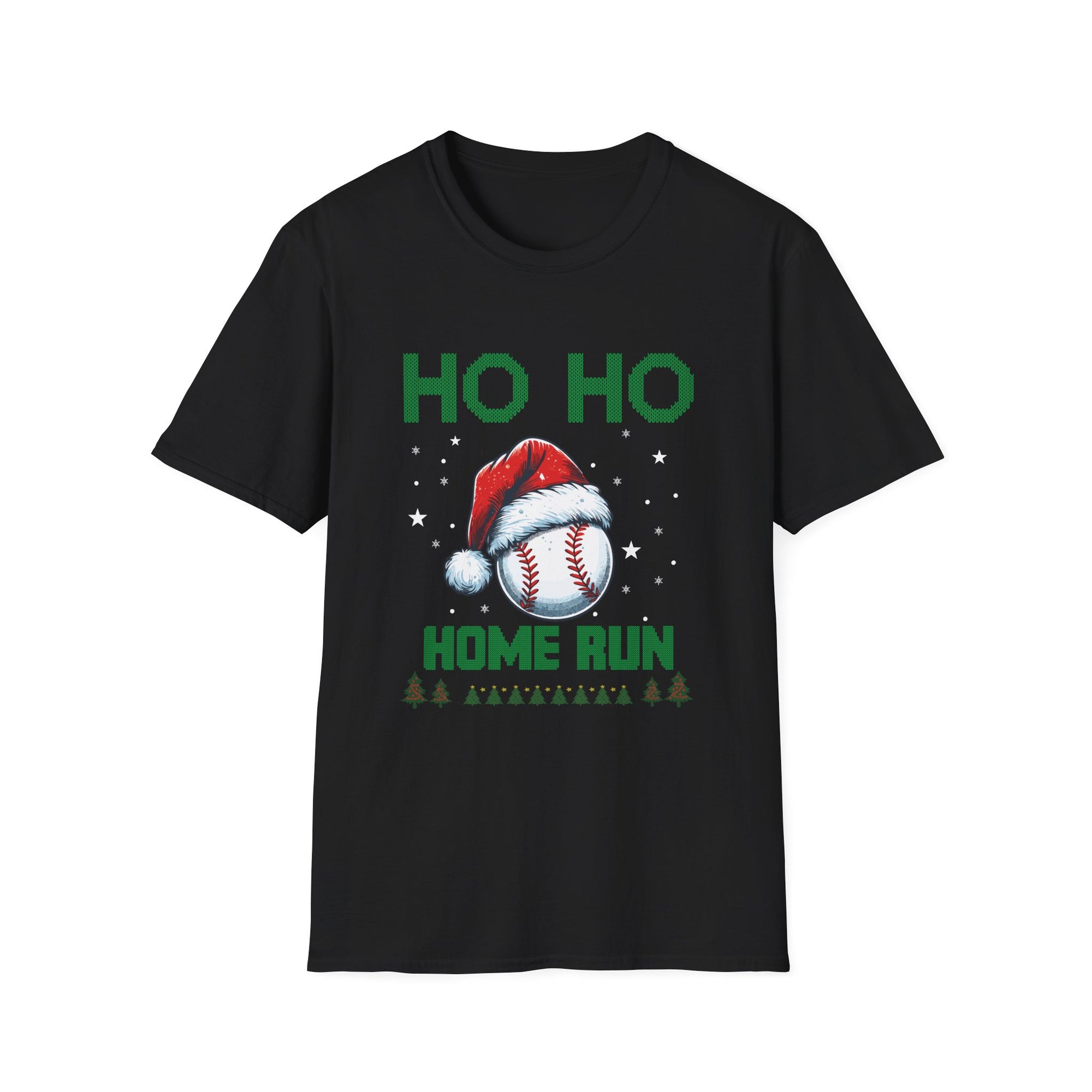 Baseball Christmas T-Shirt, Festive Holiday Tee, Unisex Softstyle Shirt, Sports Fan Gift, Ho Ho Home Run Apparel