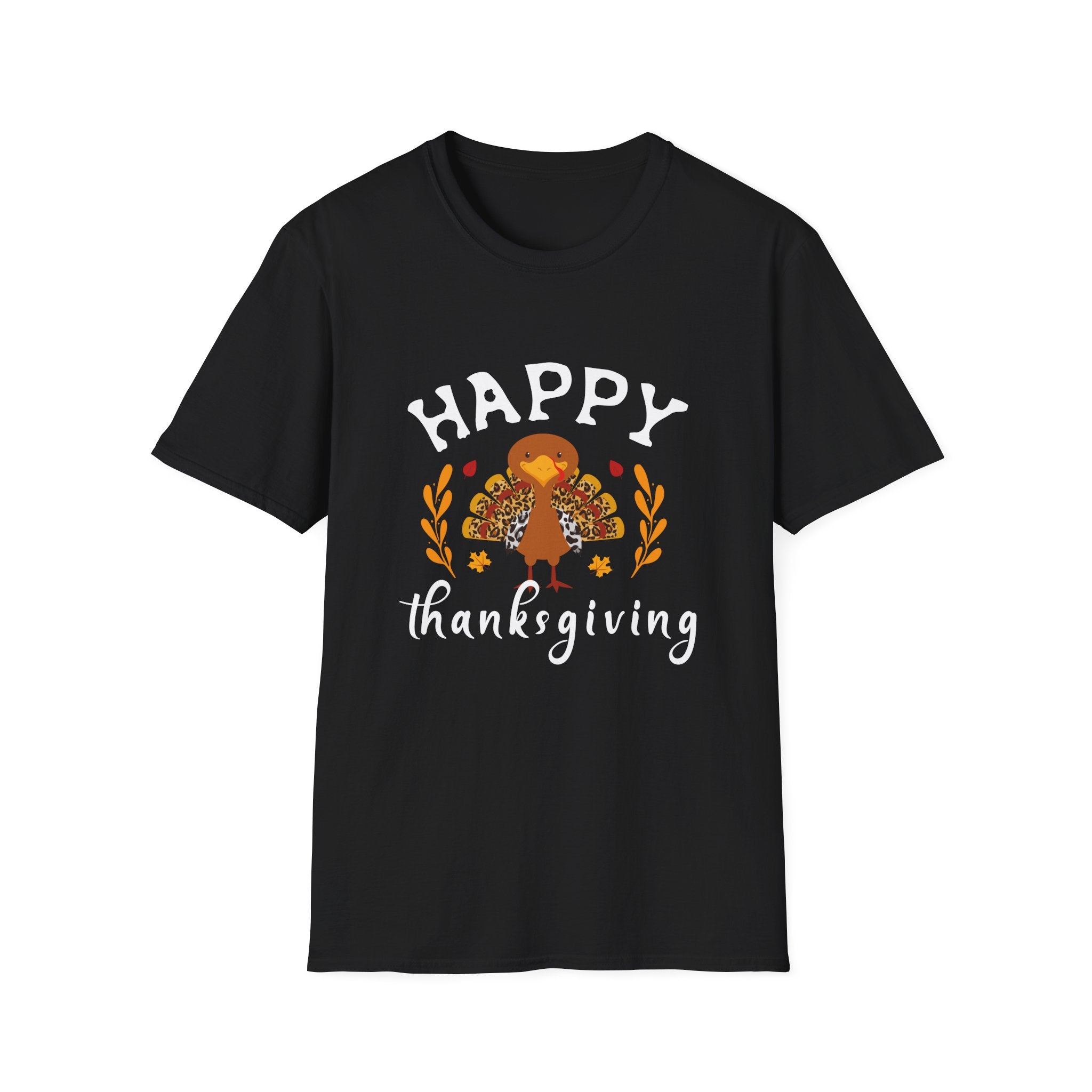 Happy Thanksgiving Unisex Softstyle T-Shirt, Fall Apparel, Thanksgiving Gift, Cozy Tee, Family Gathering, Holiday Outfit
