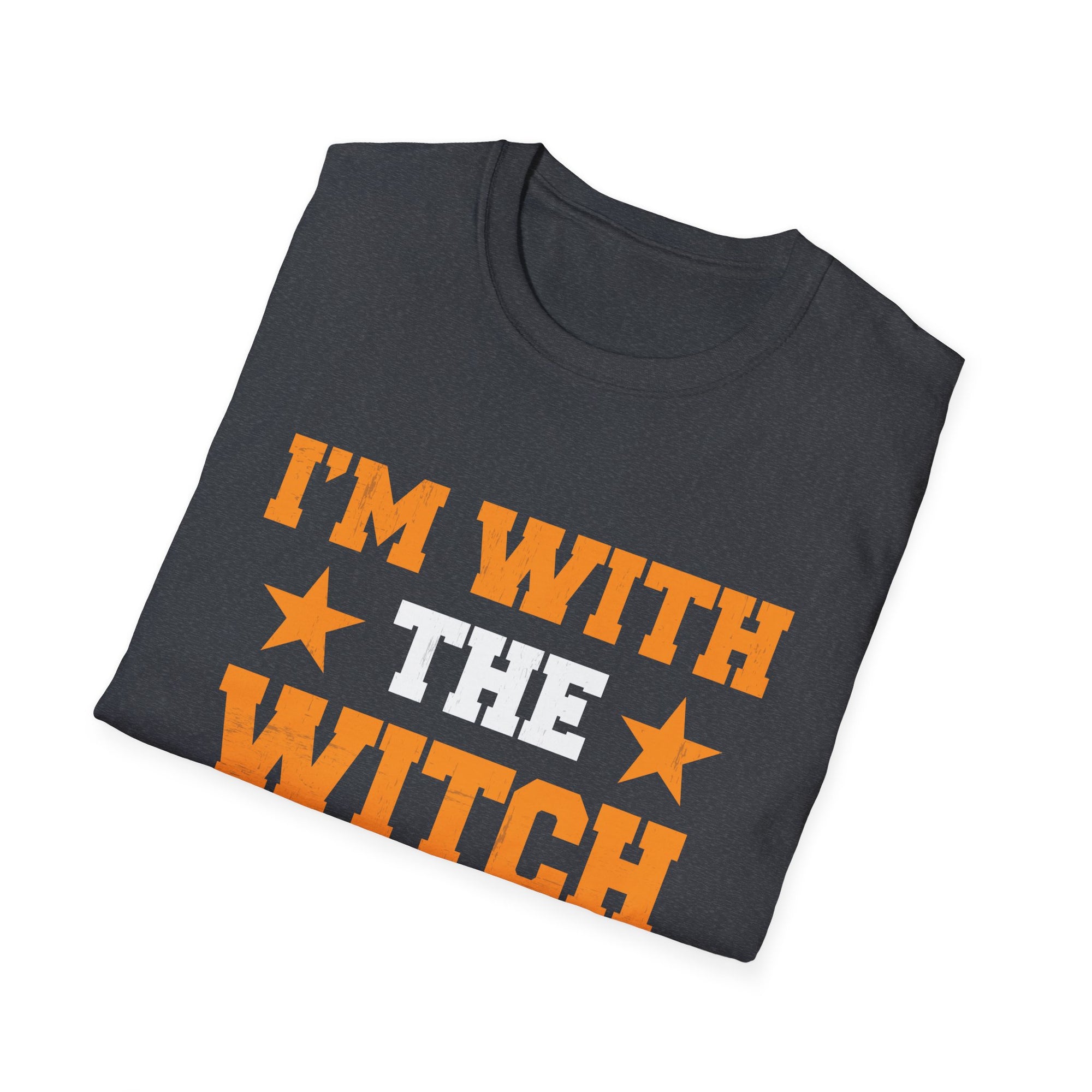 Witch Partner T-Shirt, Unisex Softstyle Tee, Halloween Shirt, Funny Witch Shirt, Gift for Halloween Lover, I'm With The Witch Tee