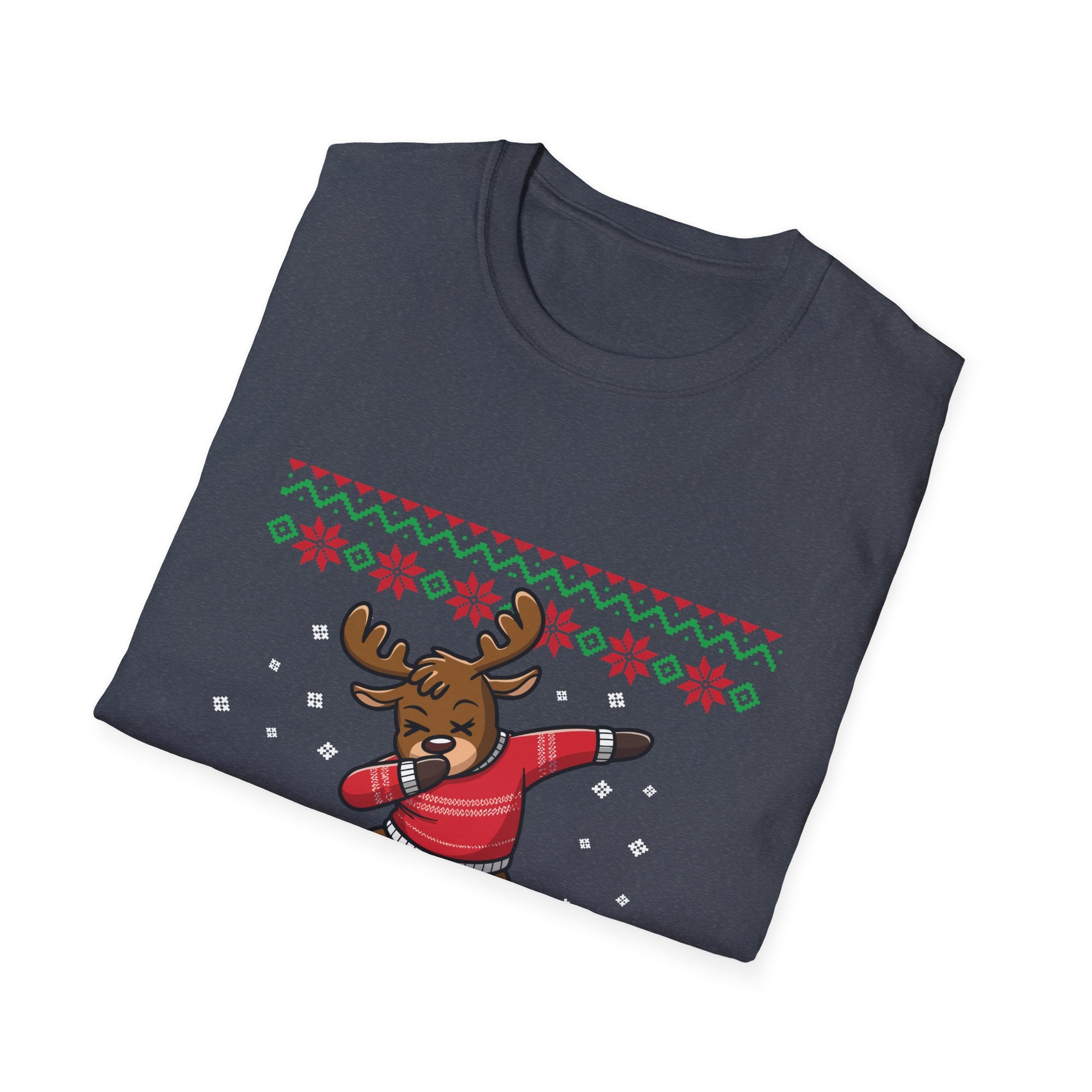 Festive Moose Graphic T-Shirt, Holiday Apparel, Unisex Christmas Shirt, Ugly Sweater Tee, Cute Winter Outfit