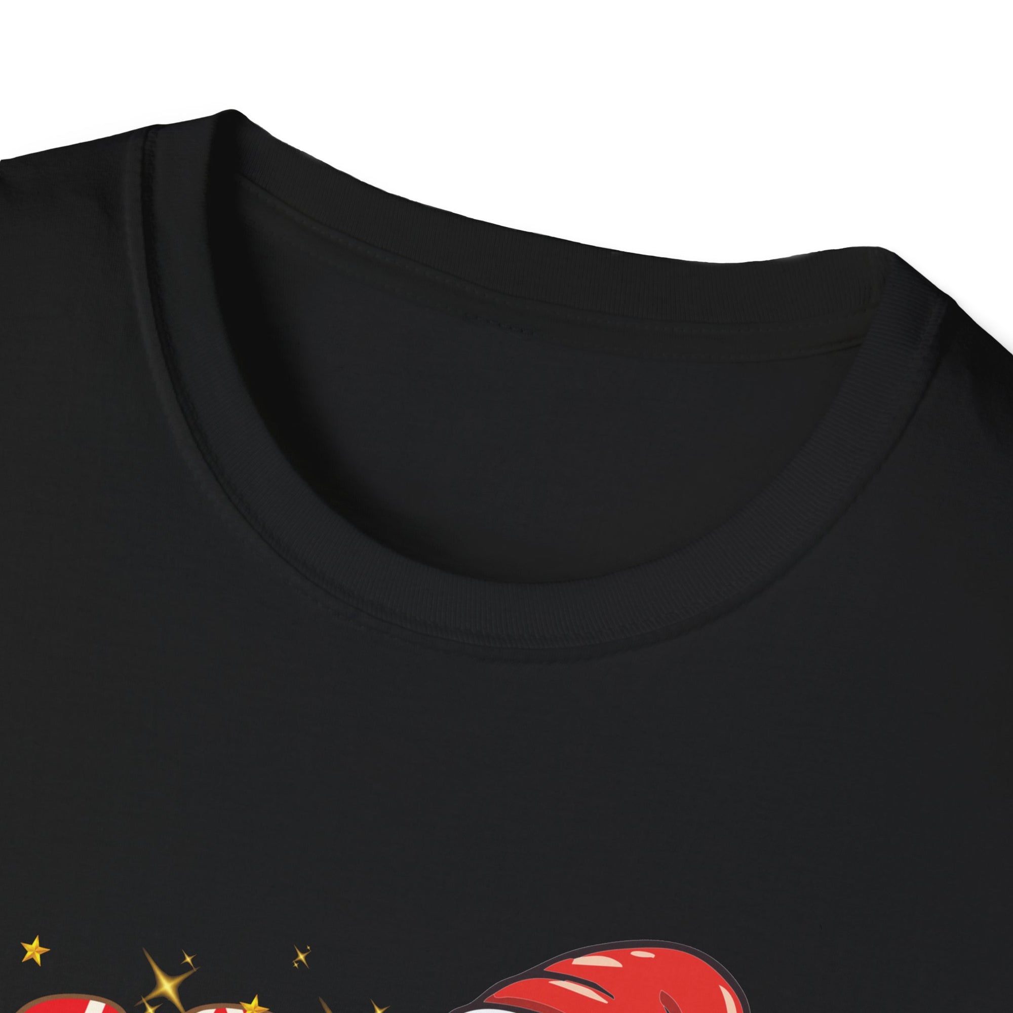 Festive Holiday T-Shirt: Cute Santa and Candy Cane Design, Christmas Gift, Unisex Softstyle Tee, Merry Christmas Shirt, Holiday Apparel