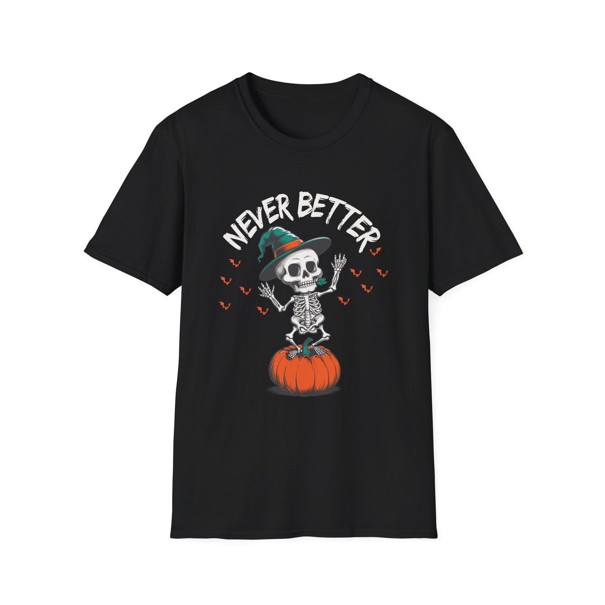 Halloween Skeleton T-Shirt, Unisex Softstyle Tee, Spooky Season Apparel, Funny Skeleton Shirt, Gifts for Halloween Lovers, Casual Wear