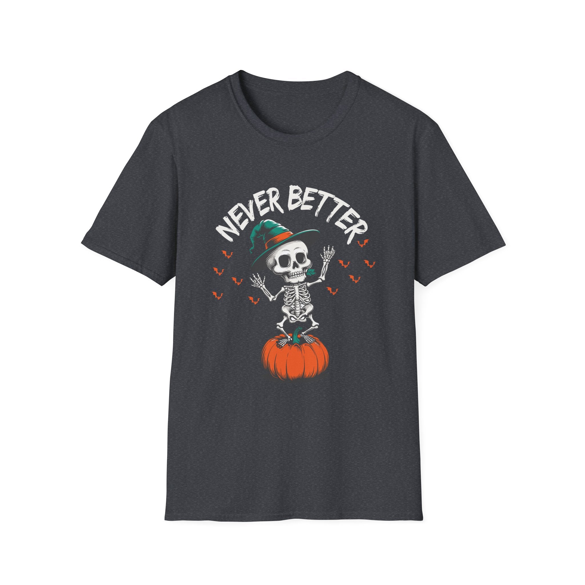 Halloween Skeleton T-Shirt, Unisex Softstyle Tee, Spooky Season Apparel, Funny Skeleton Shirt, Gifts for Halloween Lovers, Casual Wear