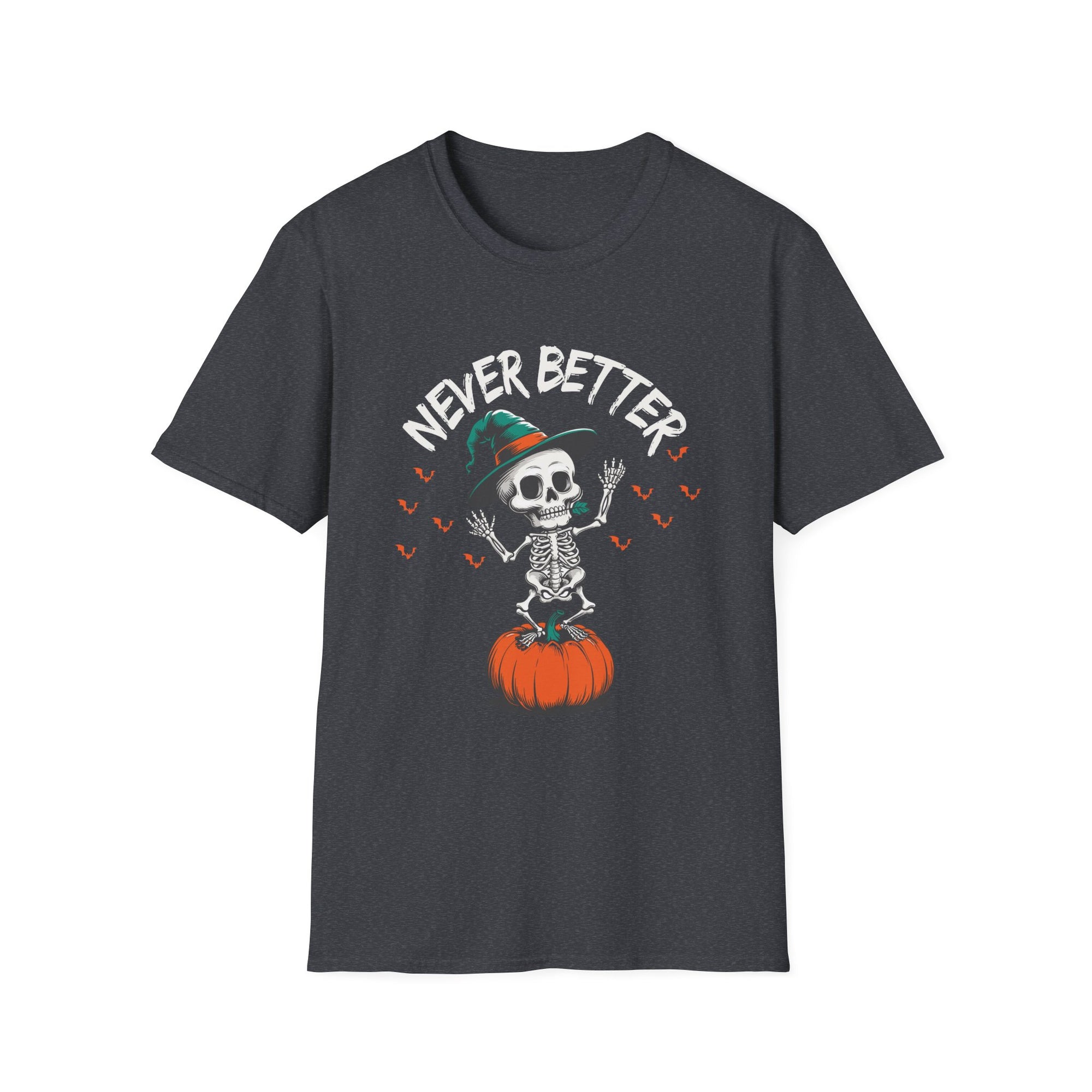 Halloween Skeleton T-Shirt, Unisex Softstyle Tee, Spooky Season Apparel, Funny Skeleton Shirt, Gifts for Halloween Lovers, Casual Wear