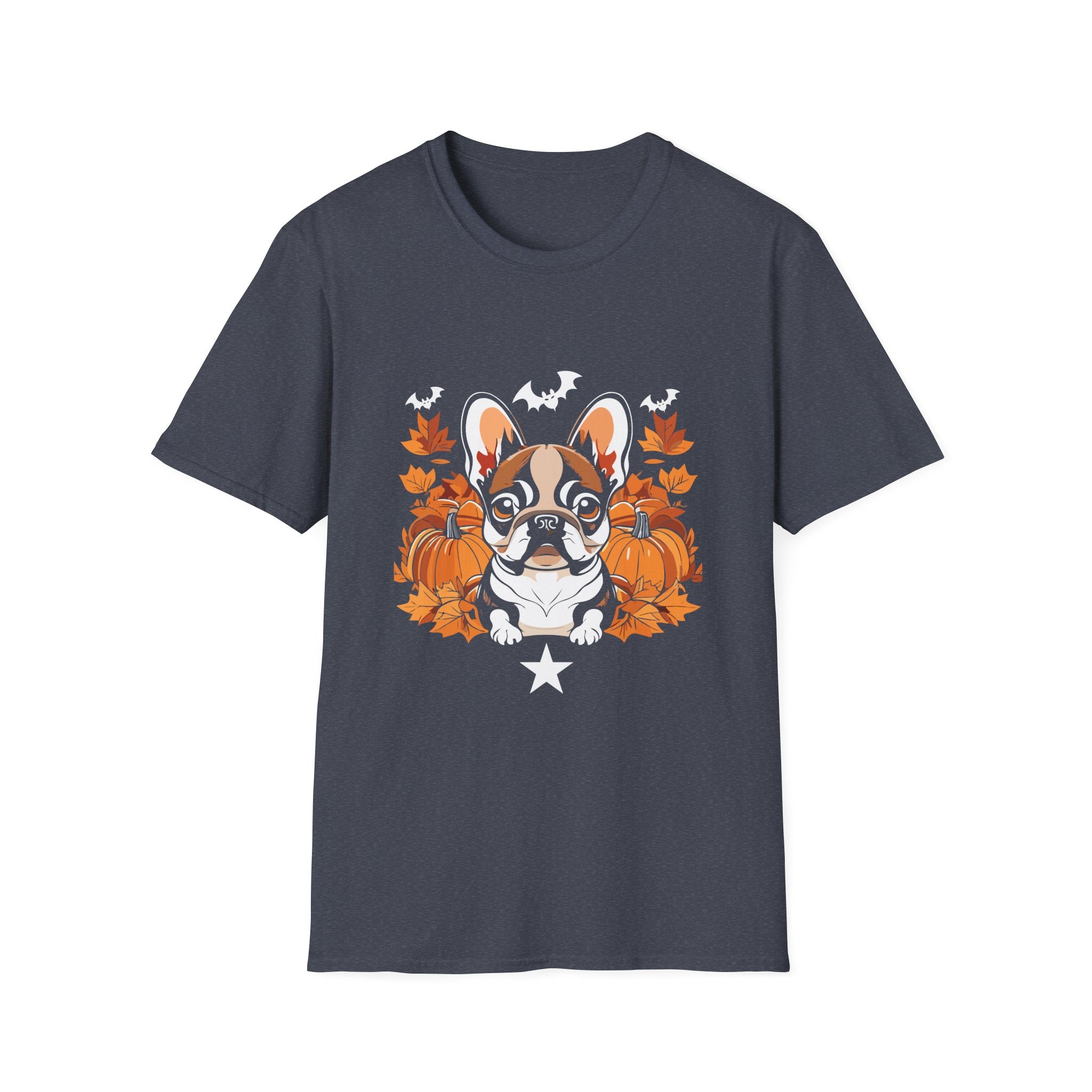 Adorable French Bulldog Halloween T-Shirt, Fall Shirt, Pet Lover Gift, Unisex Halloween Tee, Cozy Autumn Wear, Dog Mom Shirt