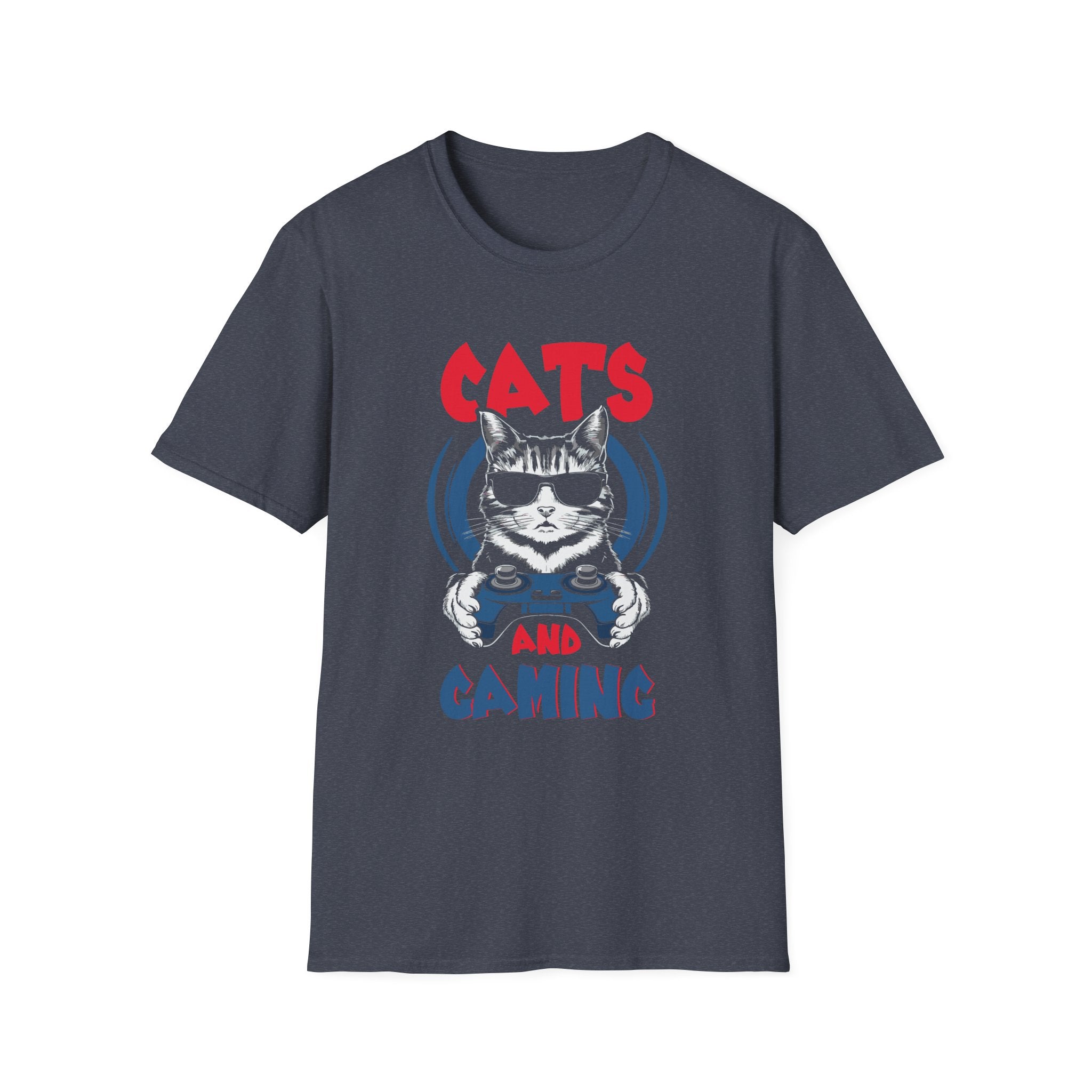 Funny Cat Gaming T-Shirt, Unisex Tee for Cat Lovers, Gamer Shirt, Gift for Birthdays, Casual Wear, Pet Owner Gift