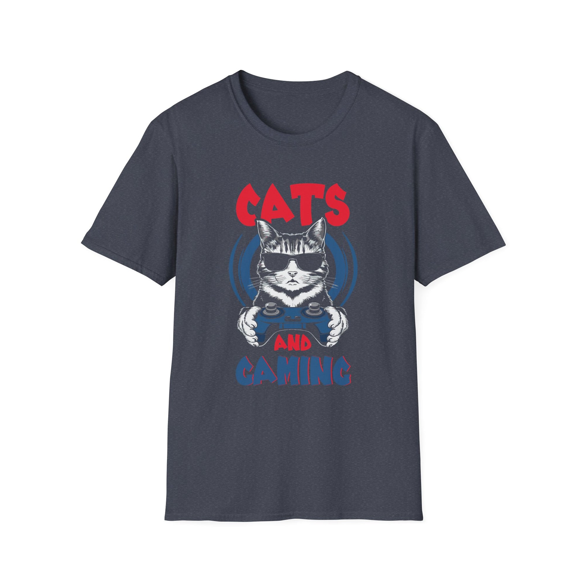 Funny Cat Gaming T-Shirt, Unisex Tee for Cat Lovers, Gamer Shirt, Gift for Birthdays, Casual Wear, Pet Owner Gift