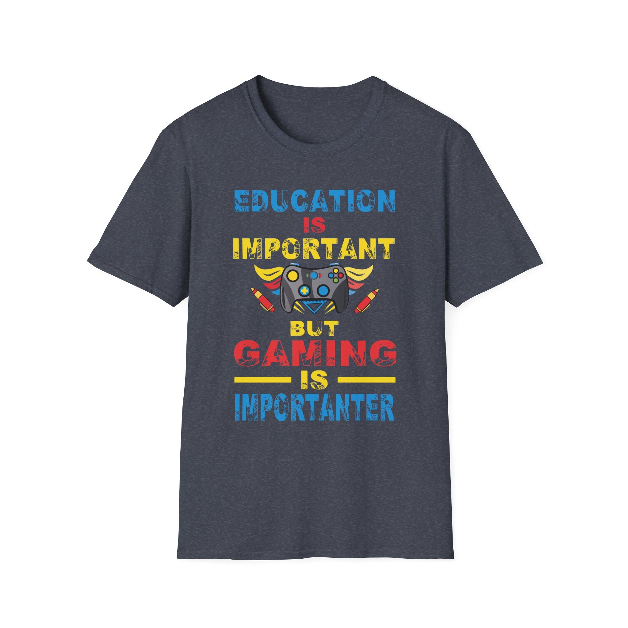 Unisex Gaming T-Shirt - Education is Important but Gaming is Importanter, Funny Gamer Tee, Perfect Gift for Gamers, Casual Wear, [...]