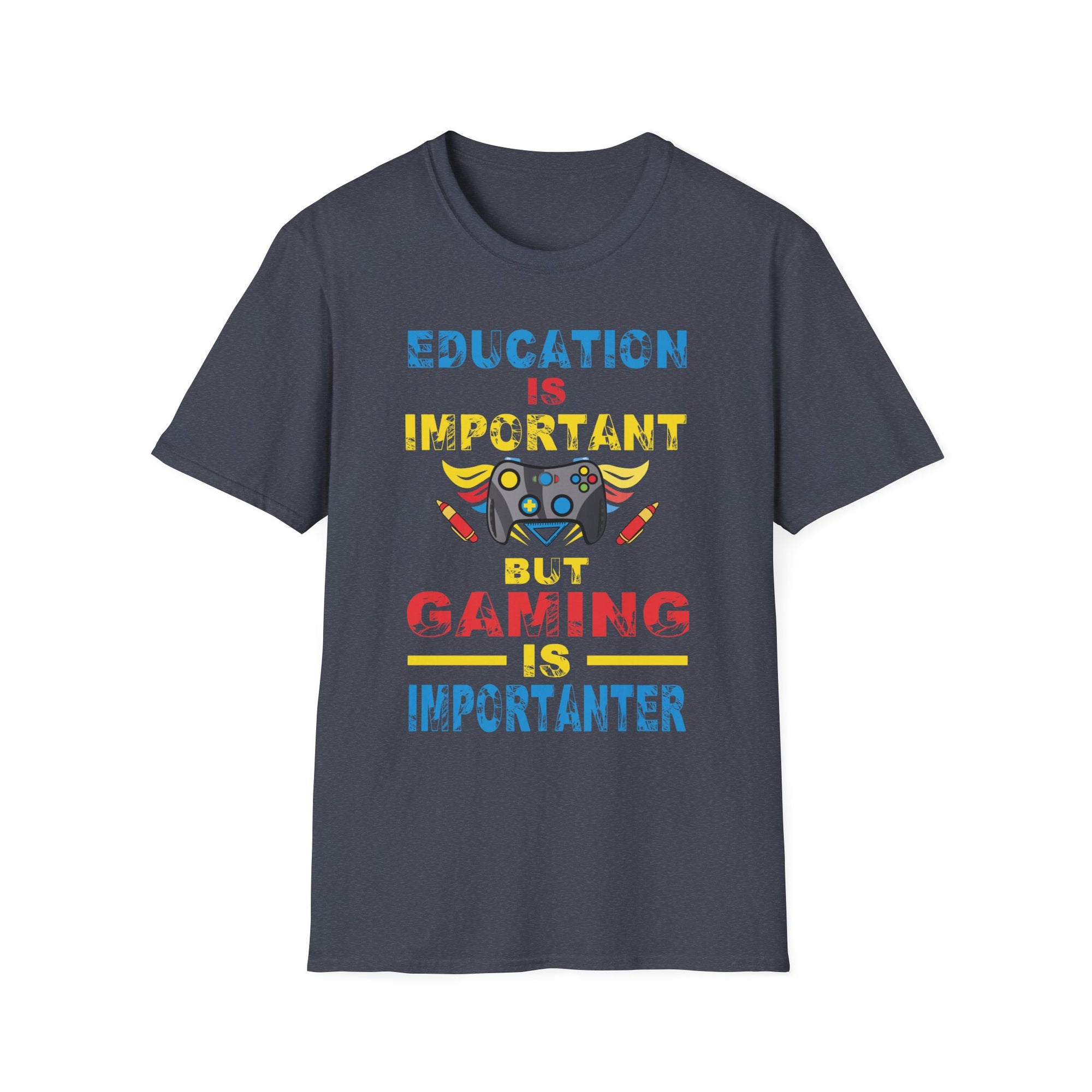 Unisex Gaming T-Shirt - Education is Important but Gaming is Importanter, Funny Gamer Tee, Perfect Gift for Gamers, Casual Wear, [...]