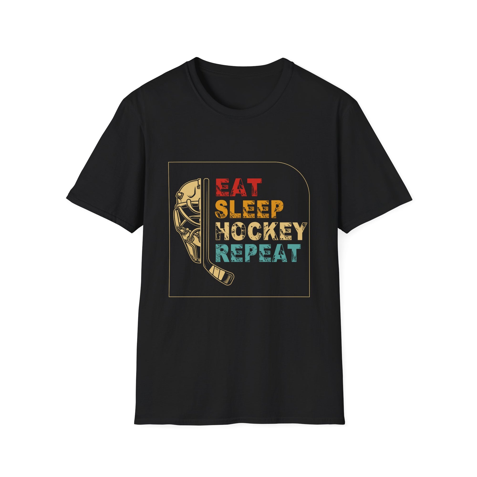 Eat Sleep Hockey Repeat Unisex Softstyle T-Shirt, Hockey Apparel, Sports Fan Shirt, Gift for Hockey Lover, Casual Wear