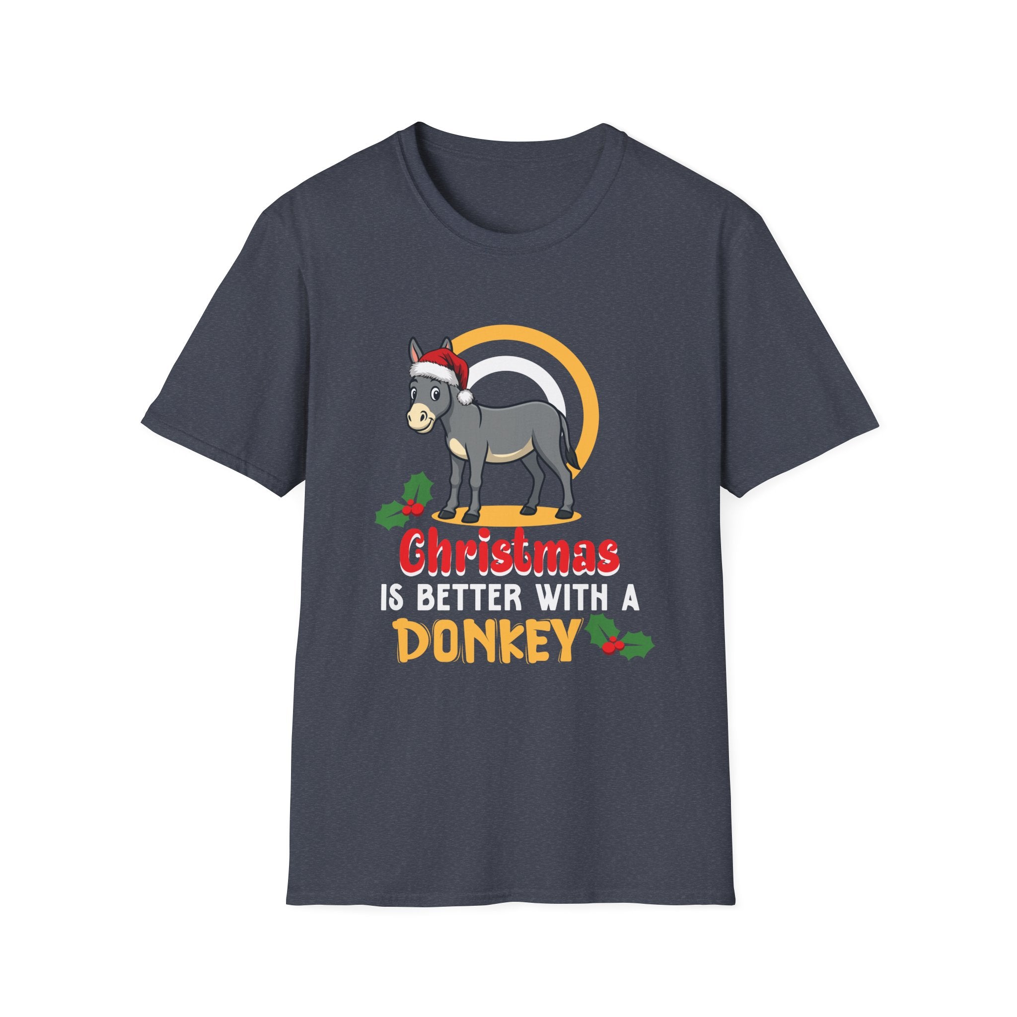 Christmas Donkey T-Shirt, Unisex Tee for Holiday Cheer, Funny Gift for Animal Lovers, Christmas Apparel, Festive Season Wear