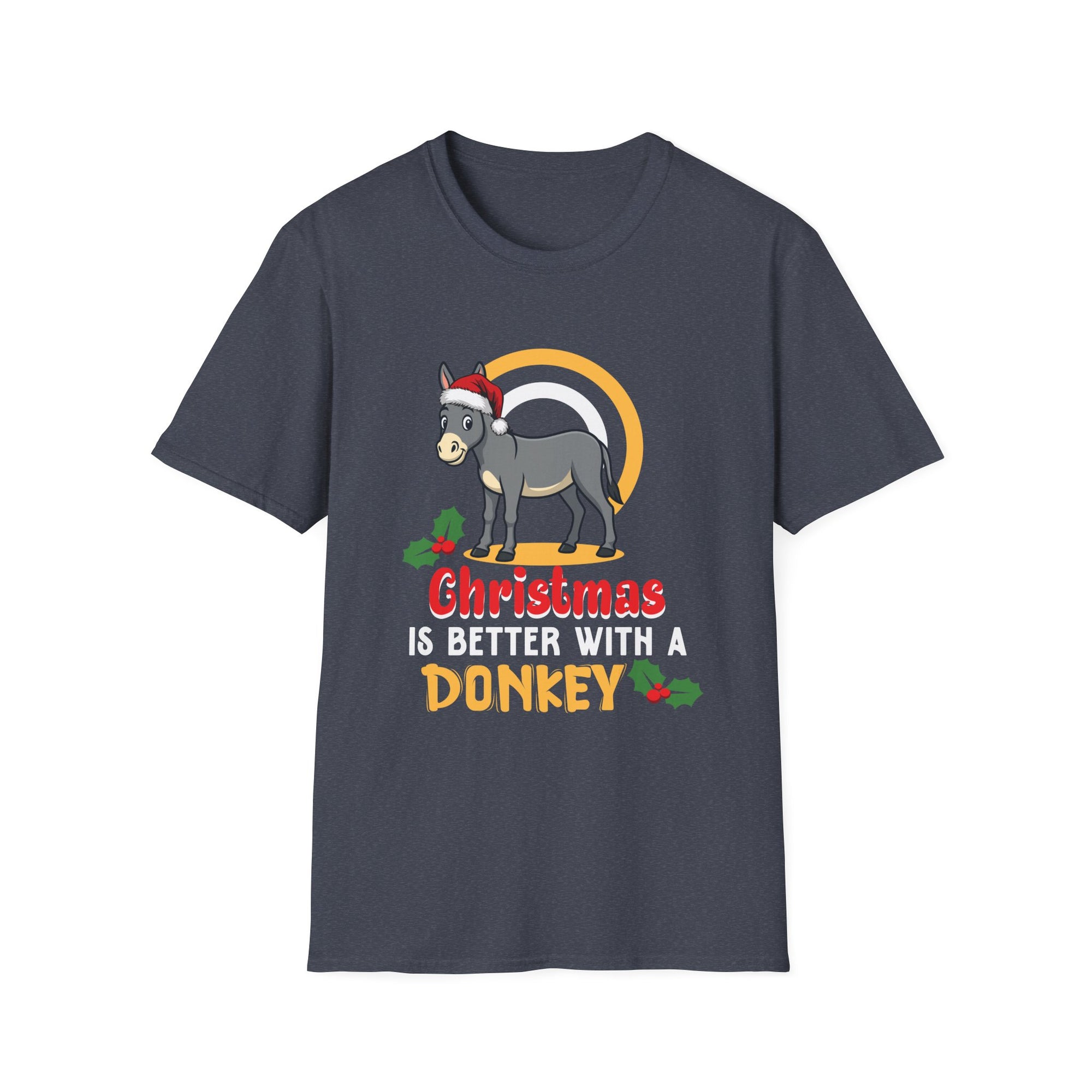 Christmas Donkey T-Shirt, Unisex Tee for Holiday Cheer, Funny Gift for Animal Lovers, Christmas Apparel, Festive Season Wear