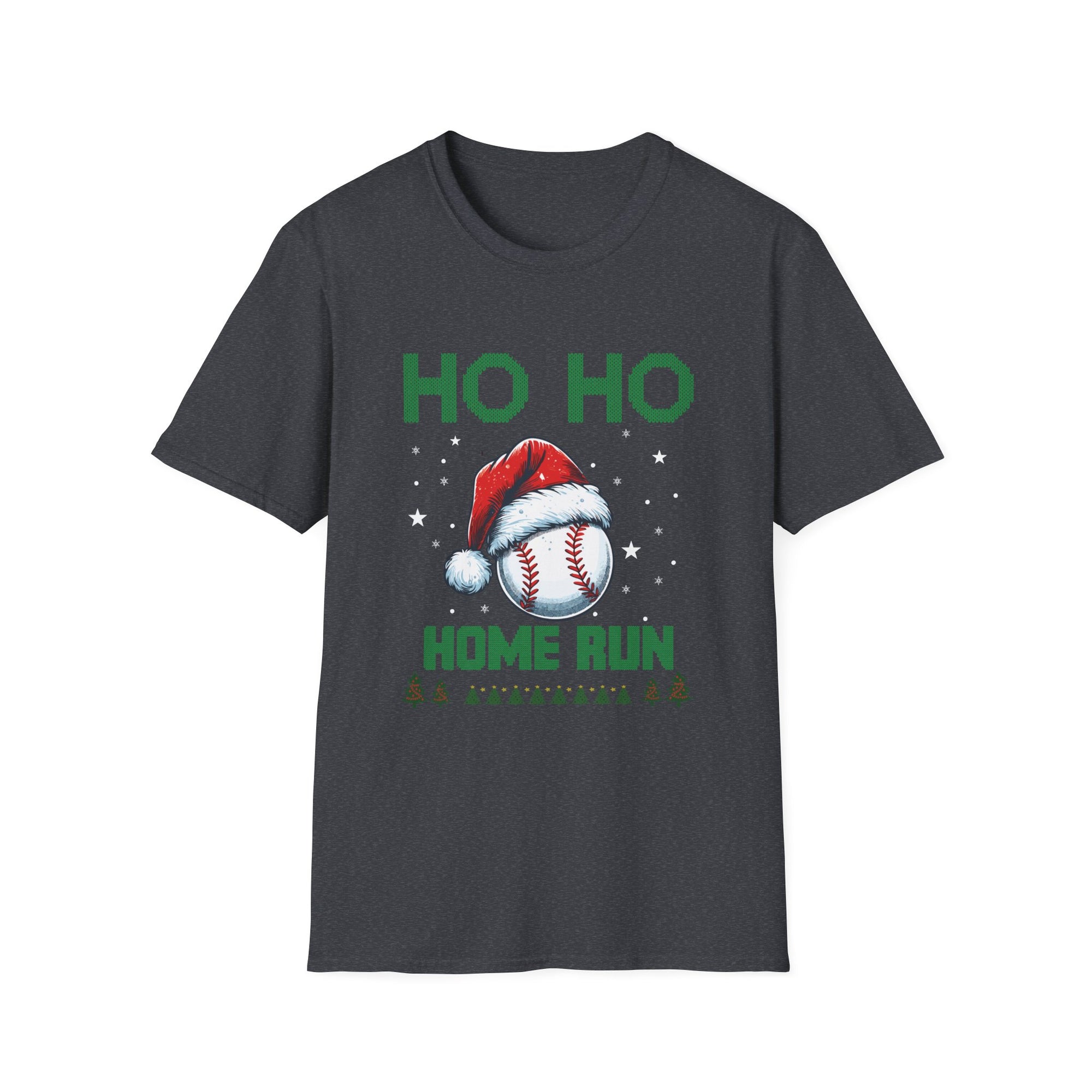Baseball Christmas T-Shirt, Festive Holiday Tee, Unisex Softstyle Shirt, Sports Fan Gift, Ho Ho Home Run Apparel