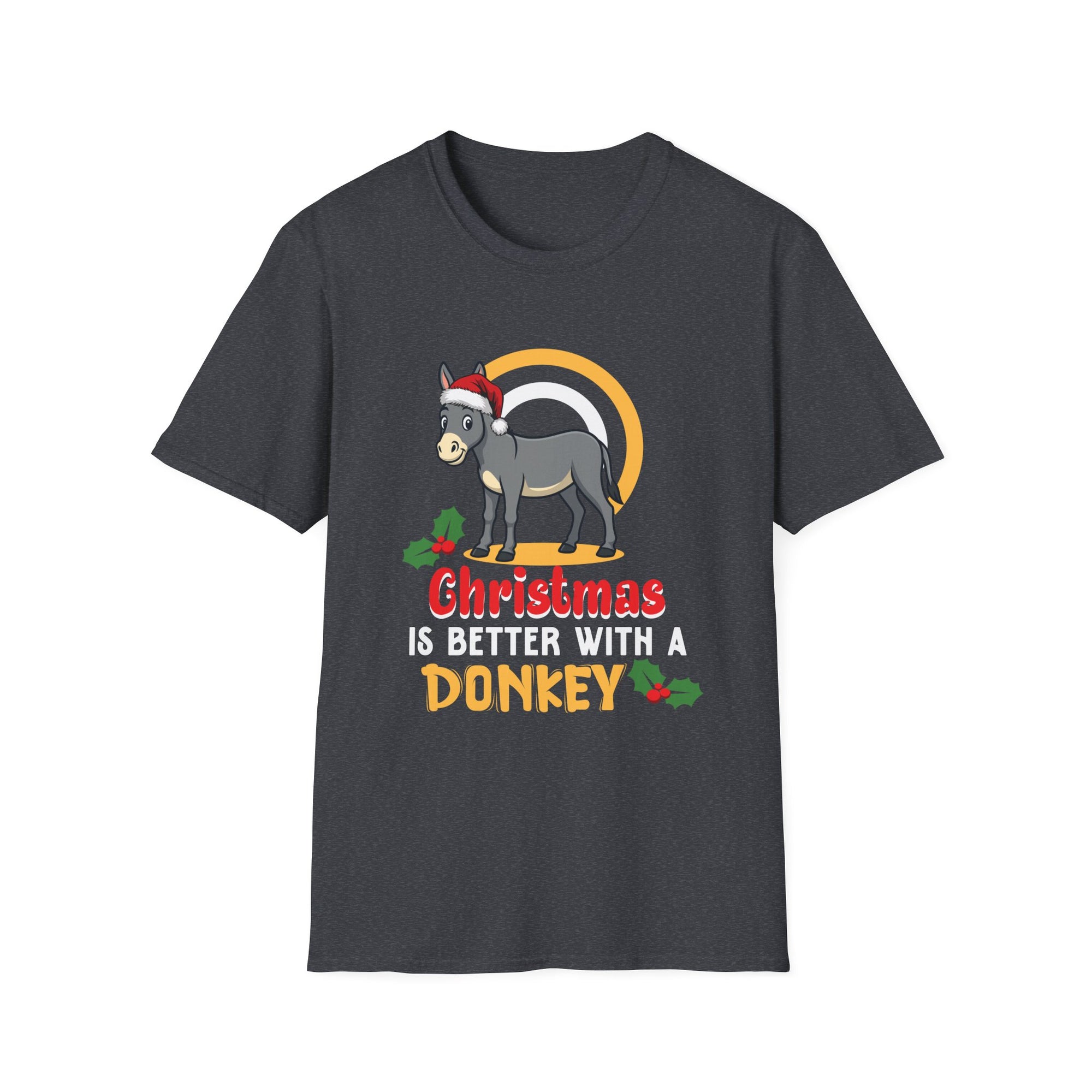Christmas Donkey T-Shirt, Unisex Tee for Holiday Cheer, Funny Gift for Animal Lovers, Christmas Apparel, Festive Season Wear