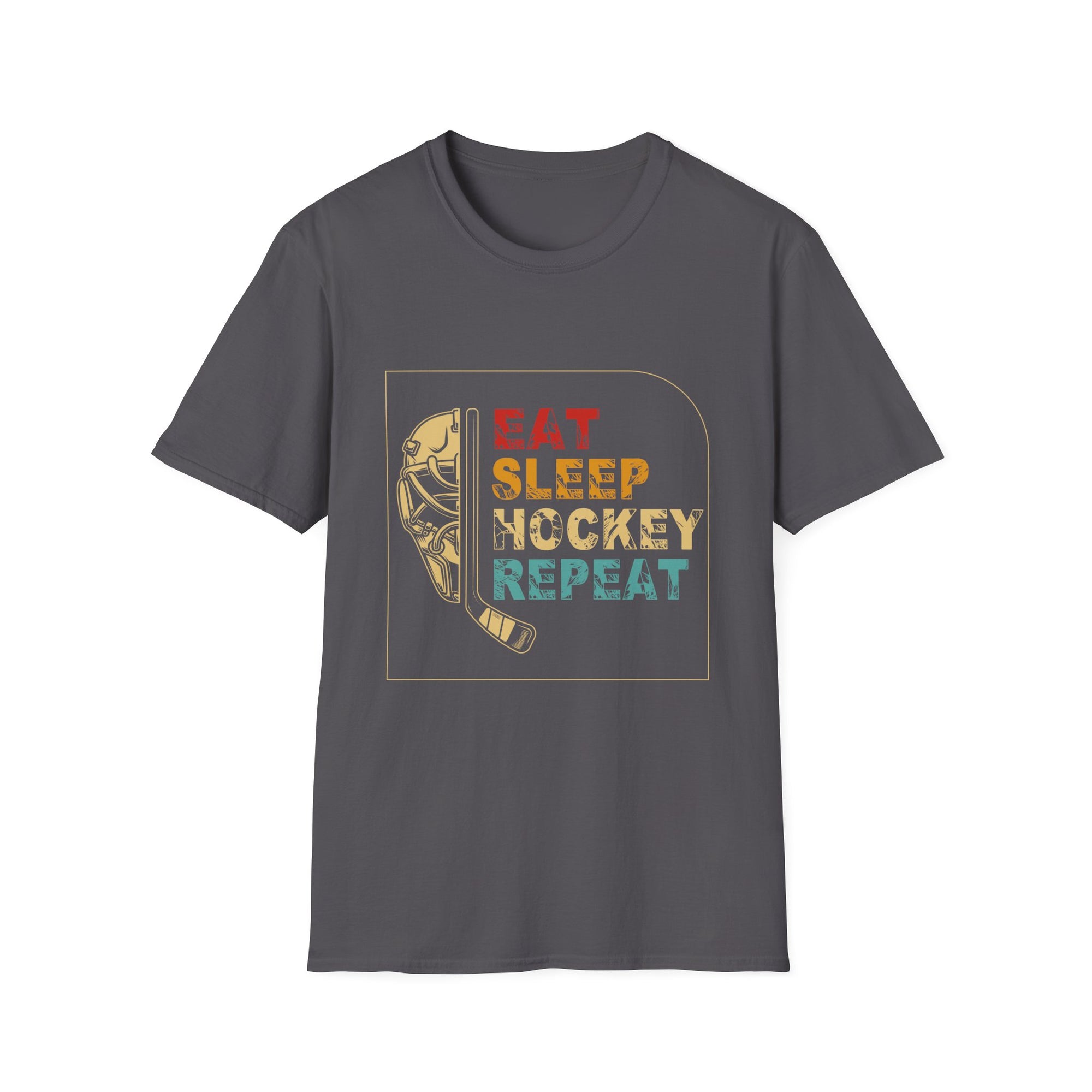 Eat Sleep Hockey Repeat Unisex Softstyle T-Shirt, Hockey Apparel, Sports Fan Shirt, Gift for Hockey Lover, Casual Wear