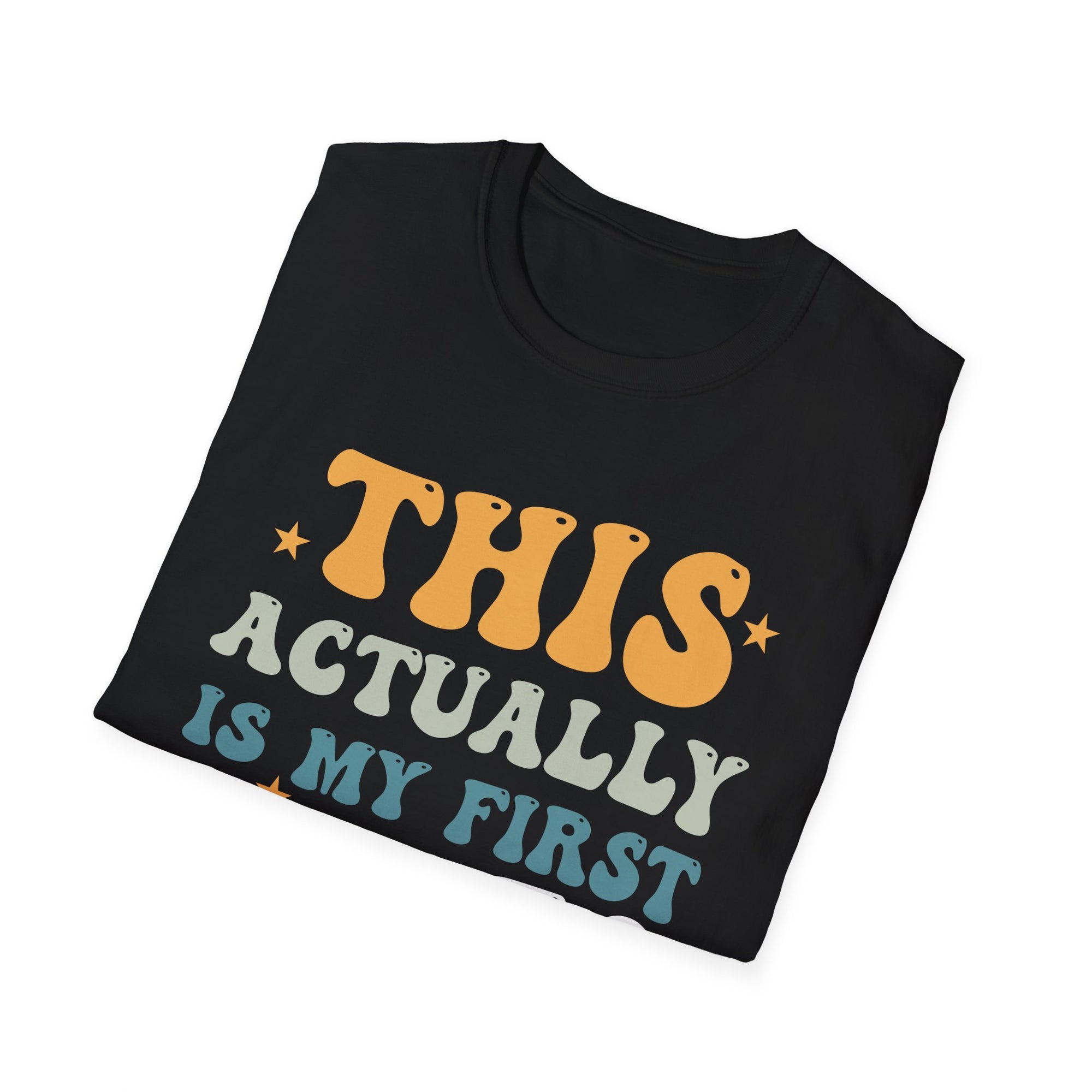 First Rodeo Unisex Softstyle T-Shirt - Fun Event Shirt, Cowboy Theme Tee, Gift for Rodeo Fans, Casual Wear, Graphic Tee