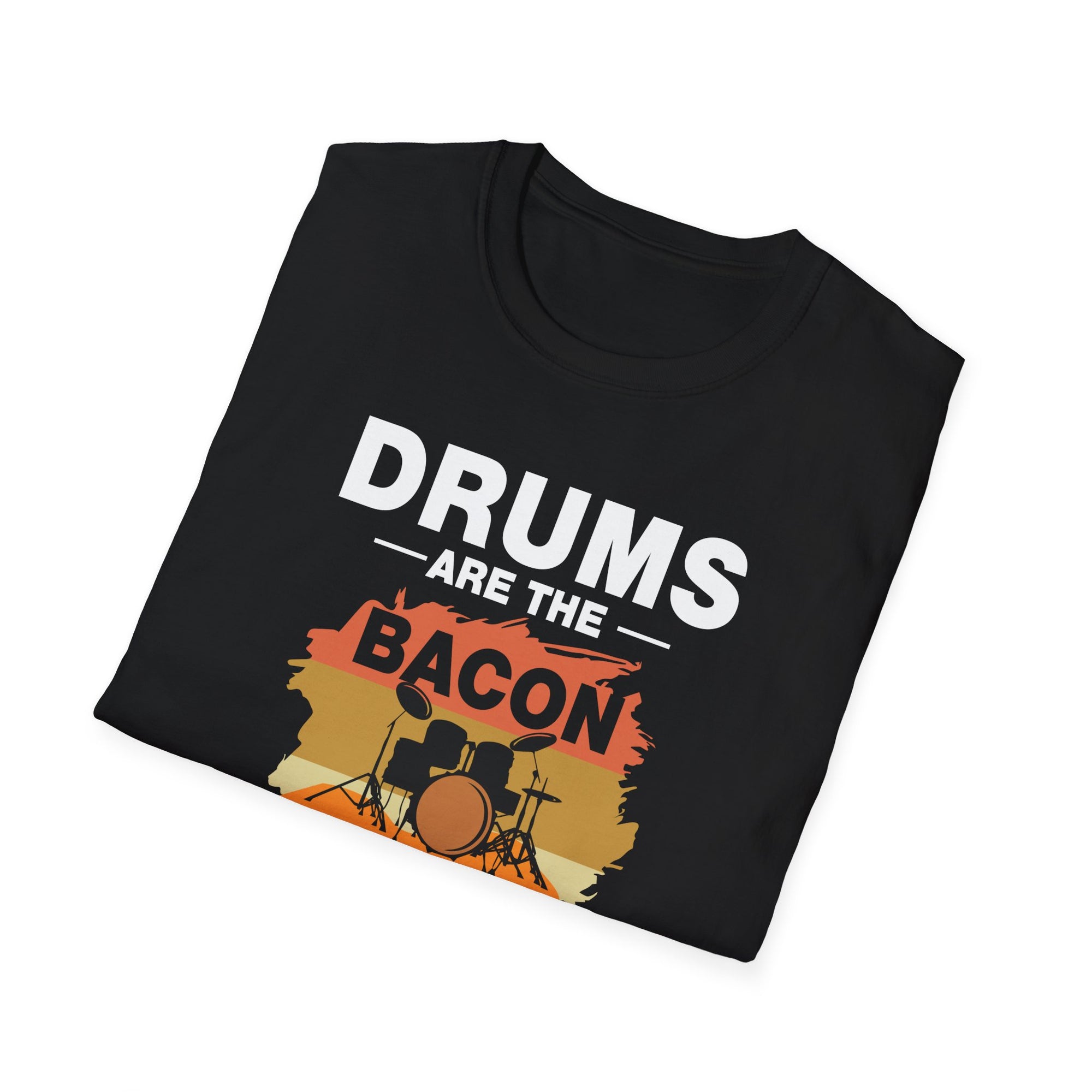 Drum Lover's Bacon T-Shirt, Music Enthusiast Gift, Funny Drummer Tee, Musical Apparel, Unique Band Shirt, Ideal for Musicians